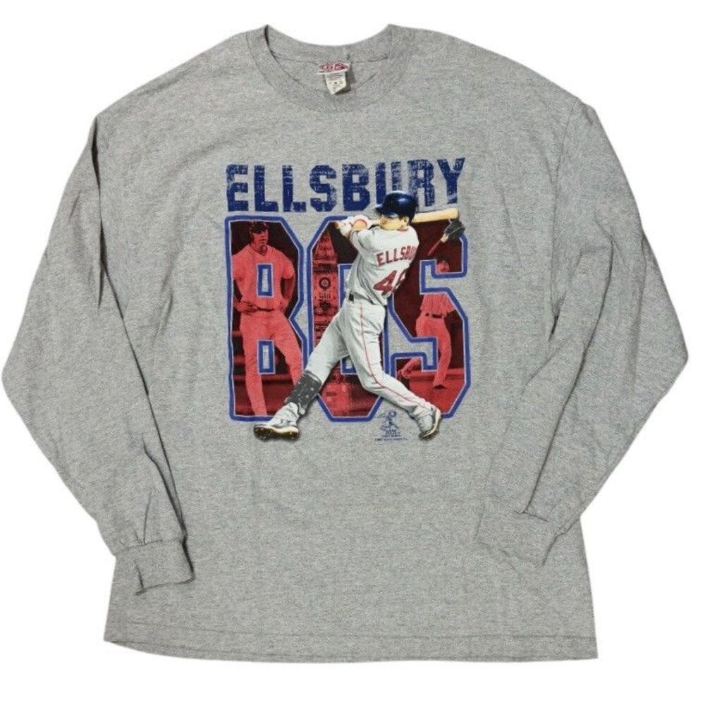 VTG Boston Red Sox Long Sleeve T Shirt Size XL Y2K Jacoby Ellsbury Gray MLB